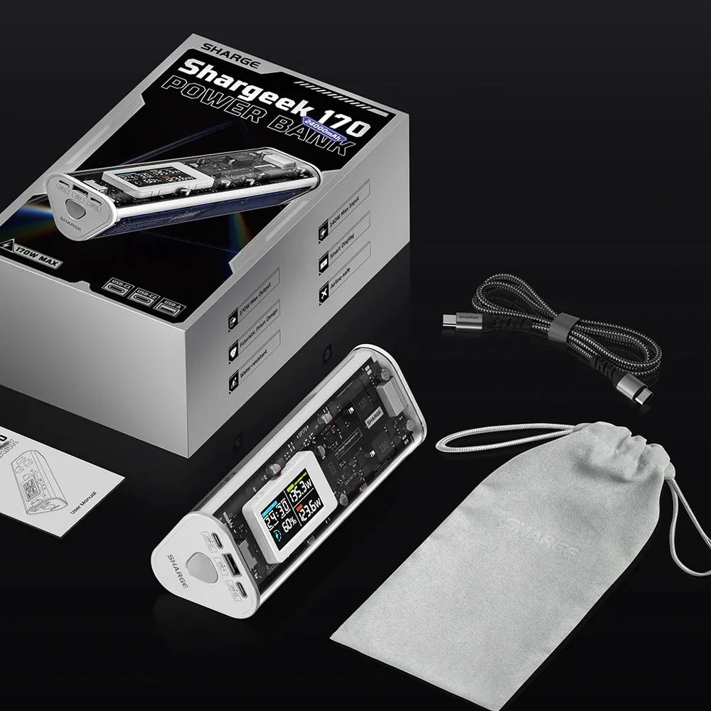 Bateria Portátil Sharge - Shargeek 170 24,000mAh Negro