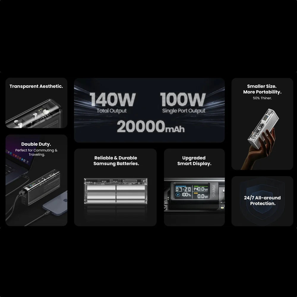 Bateria Portátil Sharge - Shargeek 140 20,000mAh