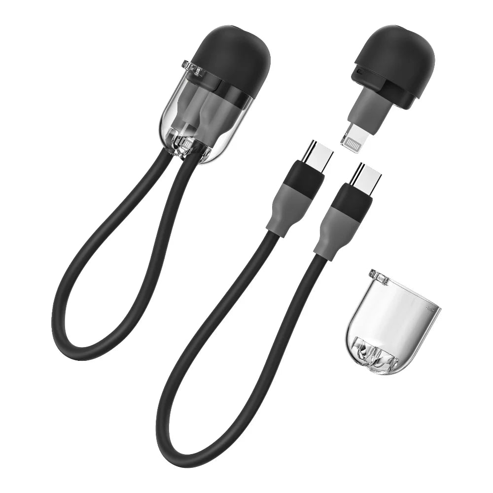 Cable Sharge - Capsula 20W Tipo C a C y Lightning Negro