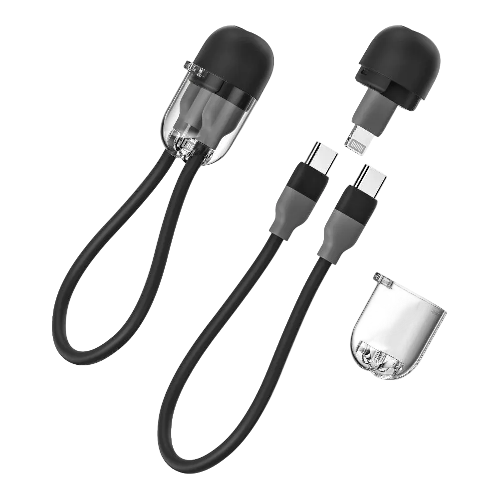 Cable Sharge - Capsula 20W Tipo C a C y Lightning Negro