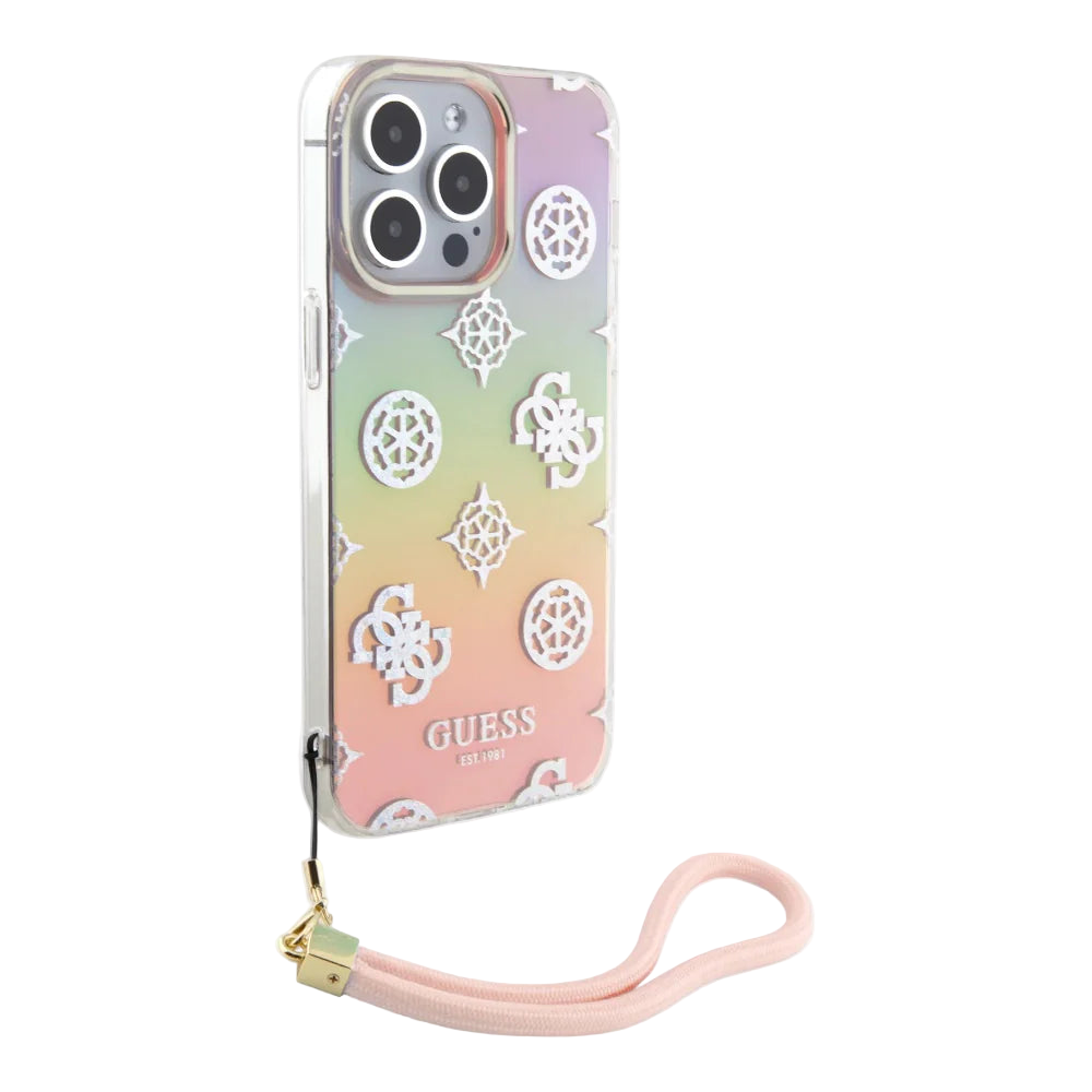 Estuche - Guess hard case iphone 15 pro - pc/tpu pink pc tpu iridescent hard case glitter pattern peony cordstrap color rosado