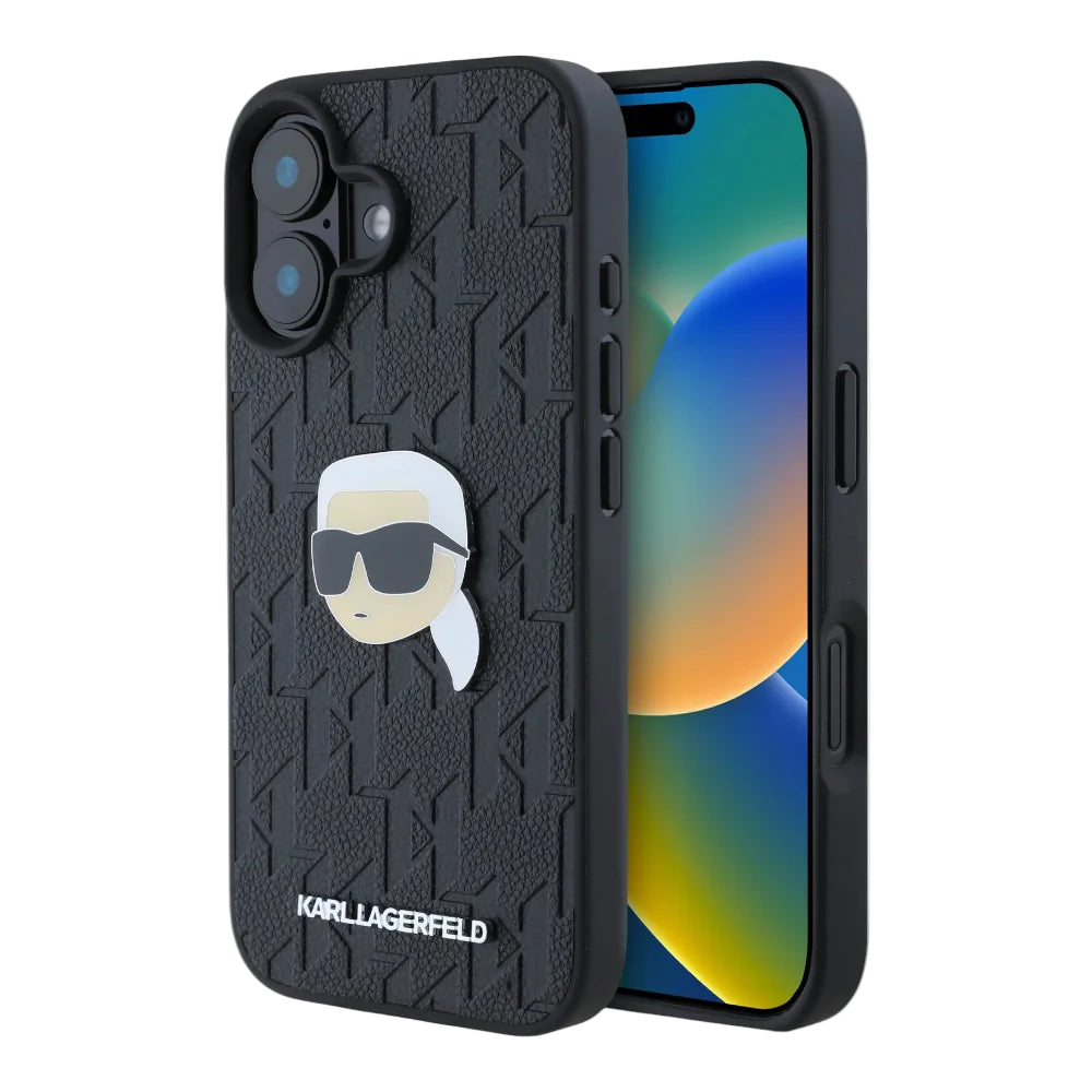Estuche - Karl Lagerfeld skin iphone 16 karl hc pu monogram k. head pin color negro
