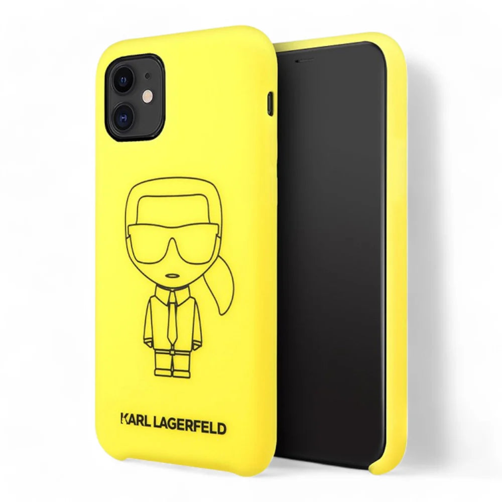 Case - Karl Lagerfeld Silicone Ikonik Black Outline Yellow Iphone 11 Color Yellow