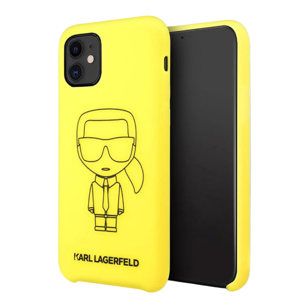 Estuche - Karl Lagerfeld Silicone Ikonik Black Outline Yellow Iphone 11 Color Amarillo
