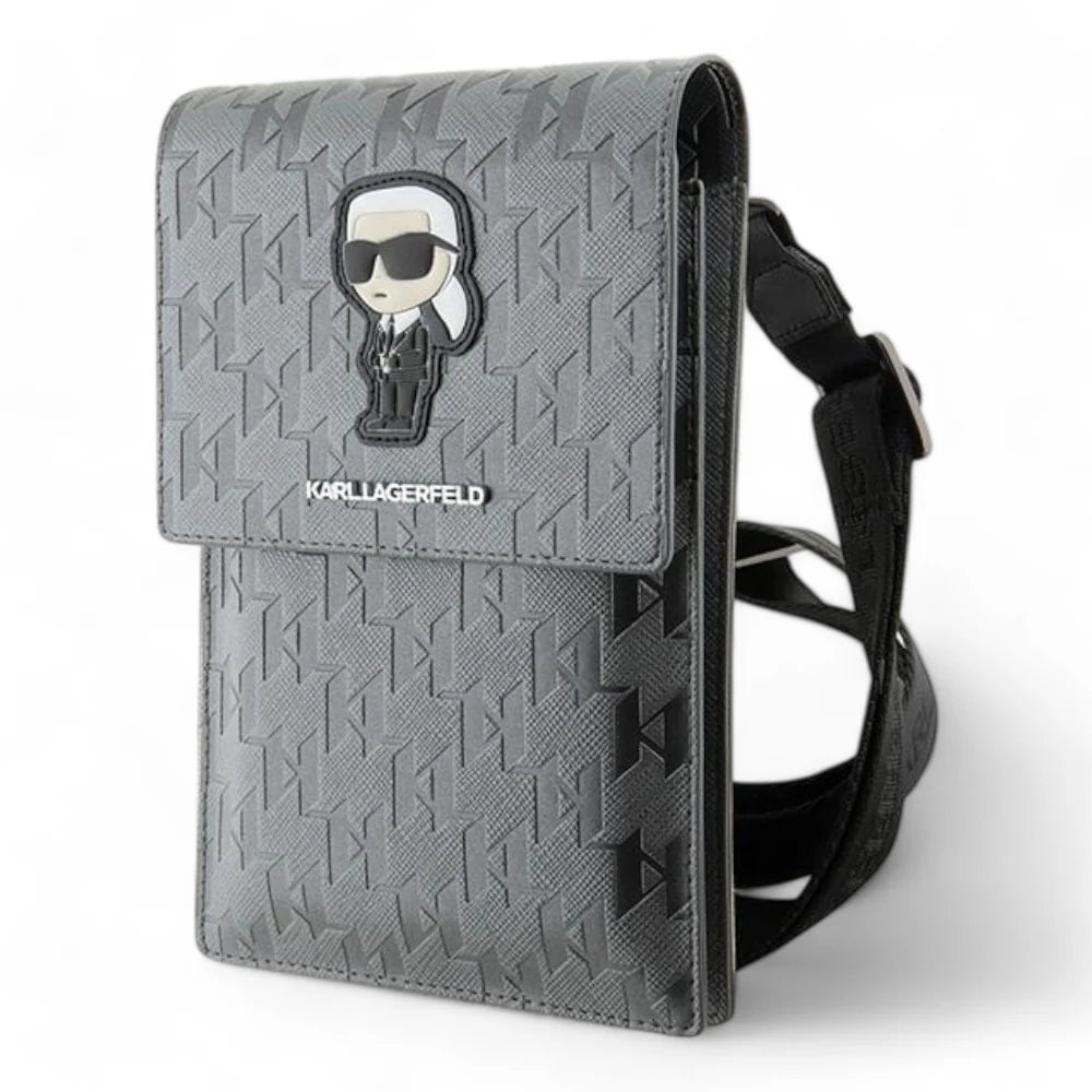 Case - Karl Lagerfeld wallet saffiano mono ikonik silver universal grey