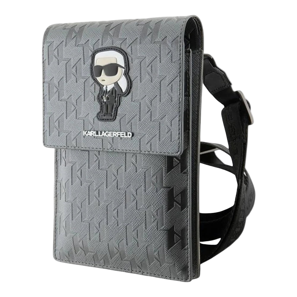 Estuche - Karl Lagerfeld wallet saffiano mono ikonik silver universal color gris