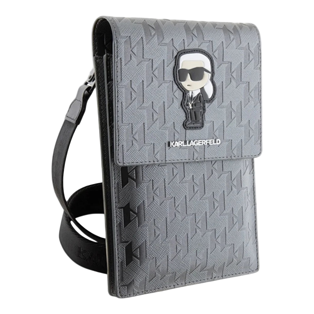 Estuche - Karl Lagerfeld wallet saffiano mono ikonik silver universal color gris