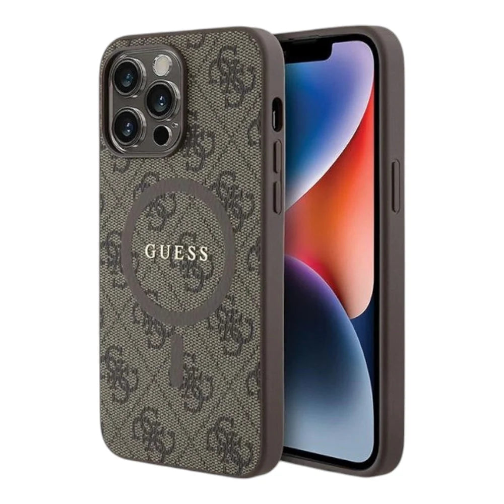 Case - Guess hc magsafe pu 4g ring classic logo brown iphone 15 pro max coffee color