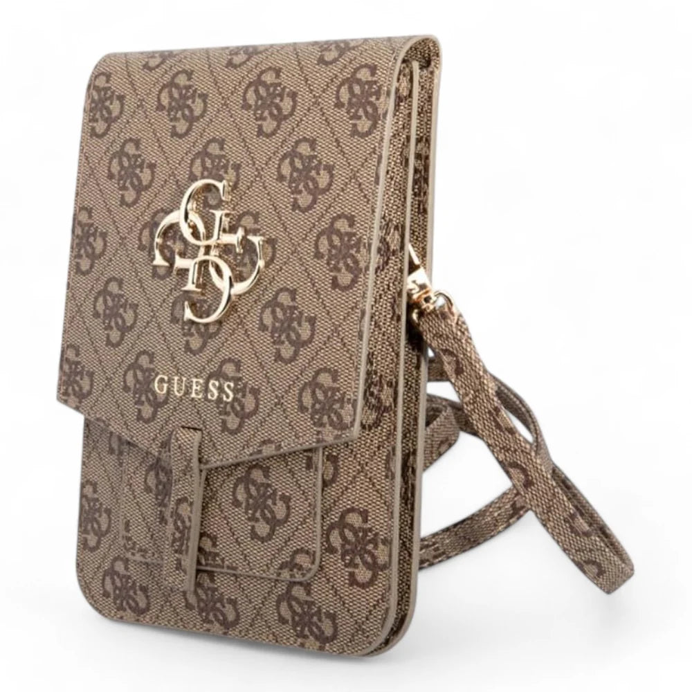 Case - Guess wallet bag 4g big logo brown universal coffee color