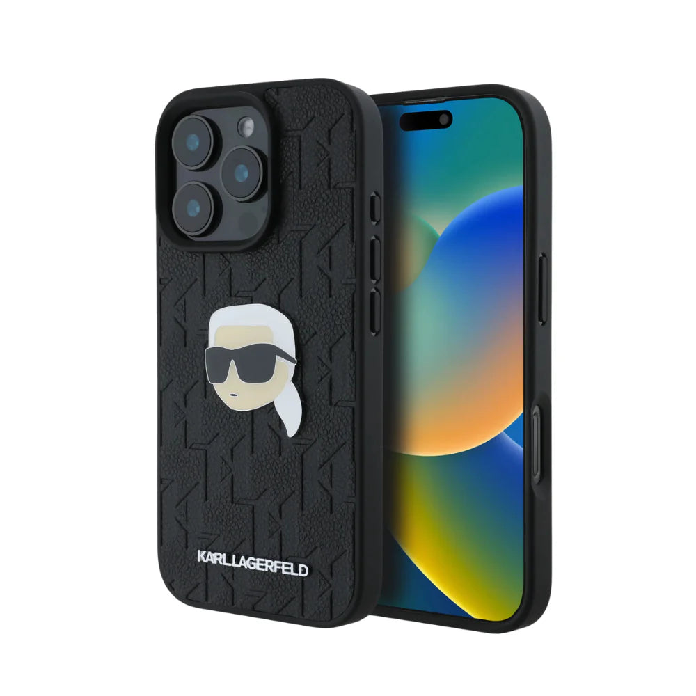 Case - Karl Lagerfeld hc pu monogram k. head pin black iphone 16 pro