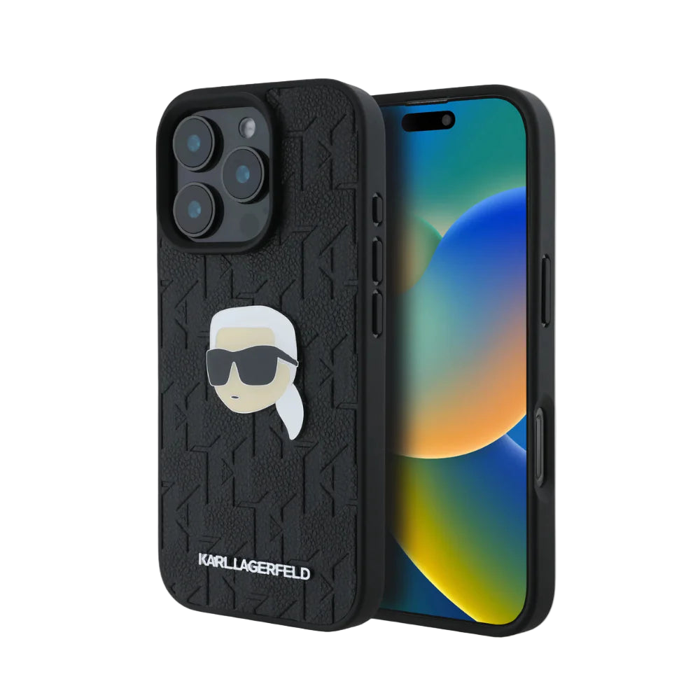 Estuche - Karl Lagerfeld hc pu monogram k. head pin black iphone 16 pro max