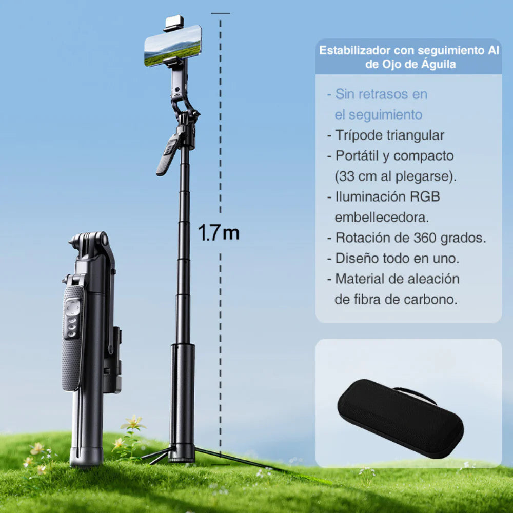 Gadget - Trípode Con Seguimiento Facial IA y Luz RGB