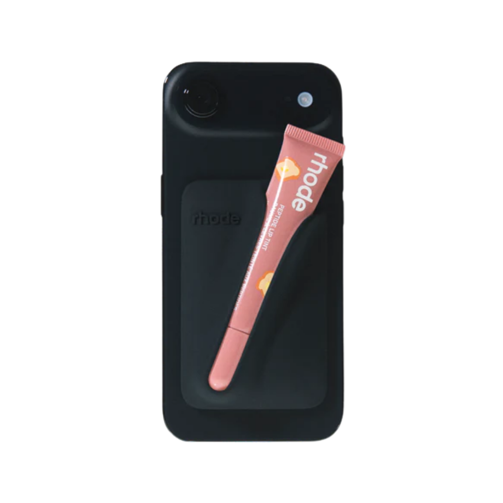 Rhode Snap-On Lip Case Negro MagSafe con Peptide Lip Tint - Funda minimalista iPhone