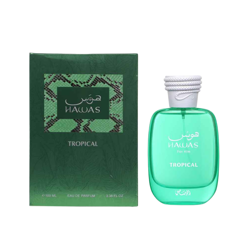 Rasasi Hawas Tropical For Him EDP con caja verde - fragancia fresca tropical masculina 100ml