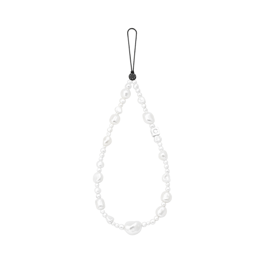 Casetify Strap de Mano Pearl Classic White - correa de perlas blancas clásicas minimalistas para celular