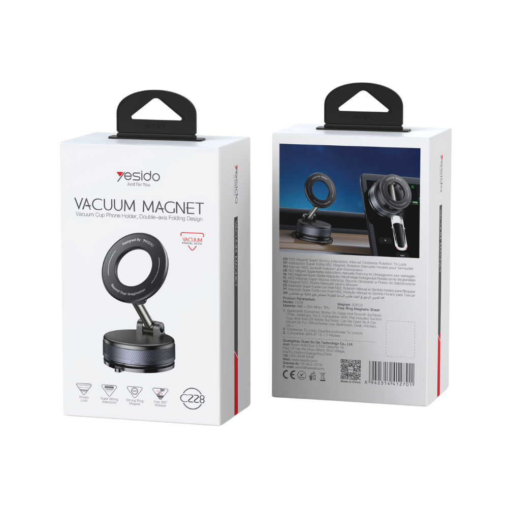 Caja empaque Yesido Vacuum Magnet soporte magnético celular brazo plegable doble eje Guatemala