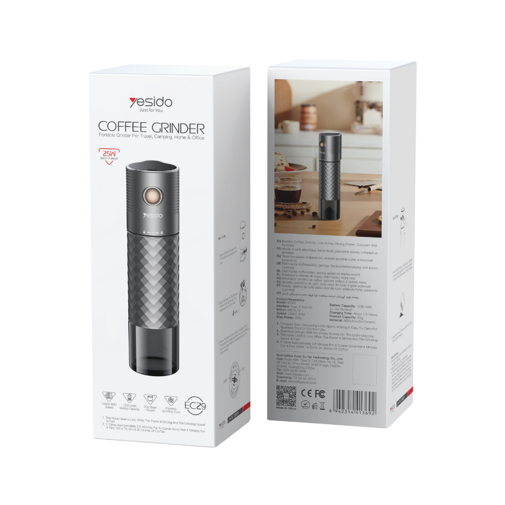 Molino Yesido portátil con caja incluida - molino café eléctrico recargable USB 1200mAh bateria
