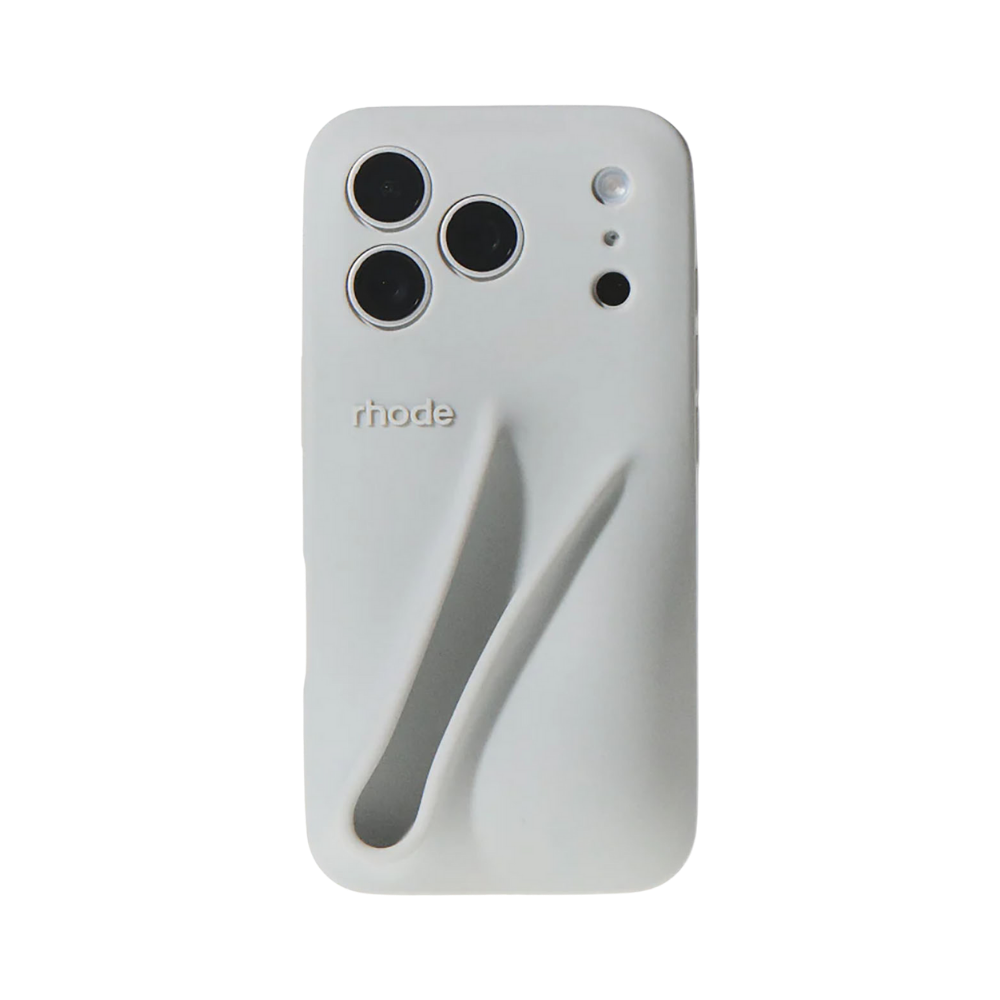 Vista trasera Rhode Lip Case White iPhone 17 - Estuche blanco ranura labial Peptide