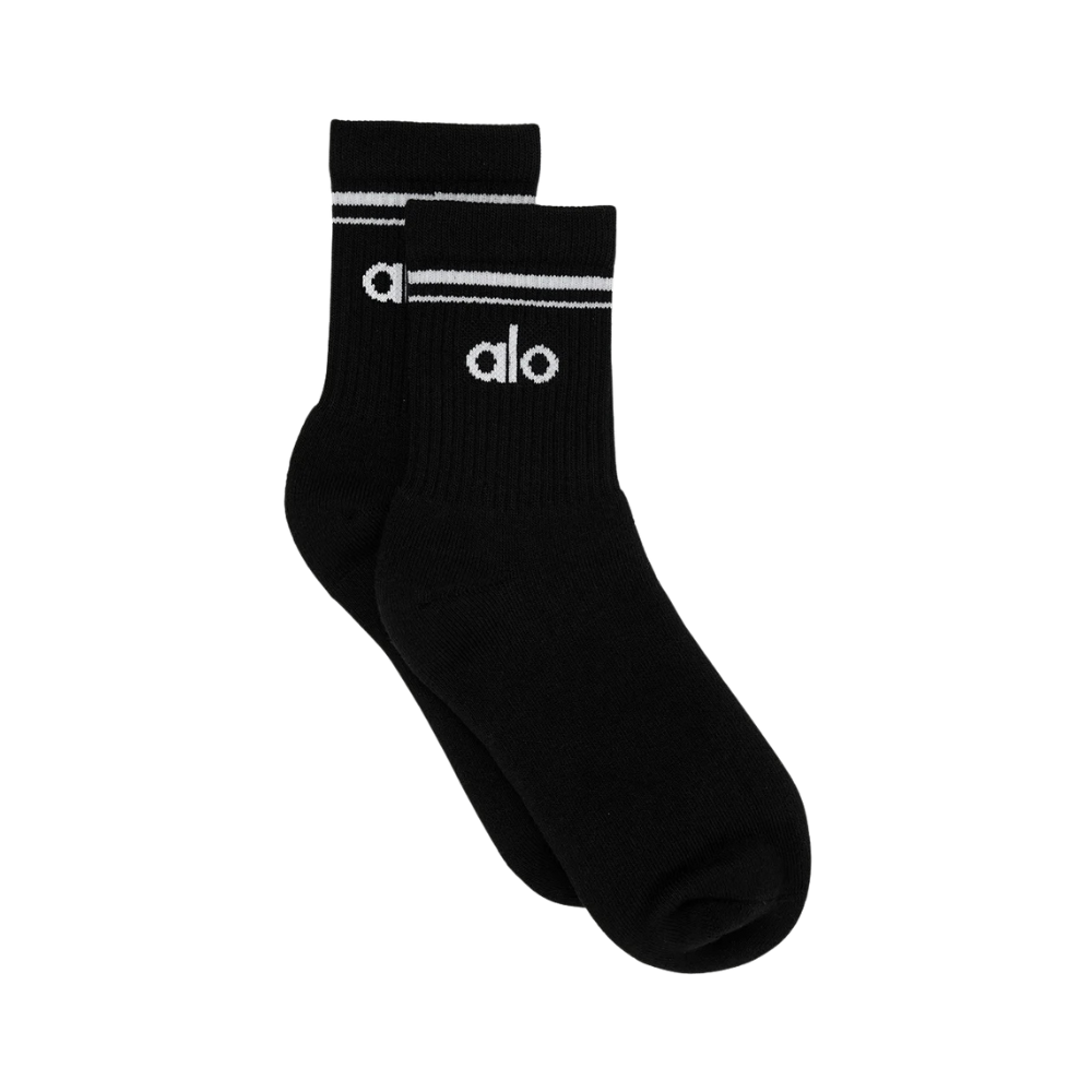 Calcetines ALO - Unisex Half-Crew Negro / Blanco