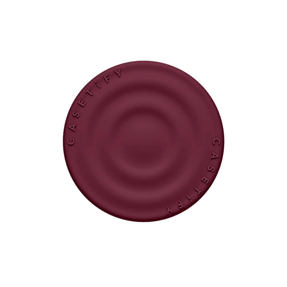 Casetify Snappy Ripple Grip Stand Mulberry - agarre magnético rojo oscuro con textura ripple para iPhone MagSafe