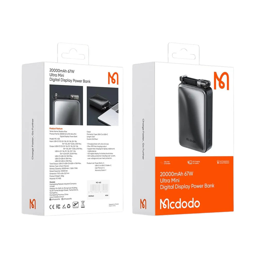 Battery - Mcdodo 20000mAh 67W Digital Display Power Bank