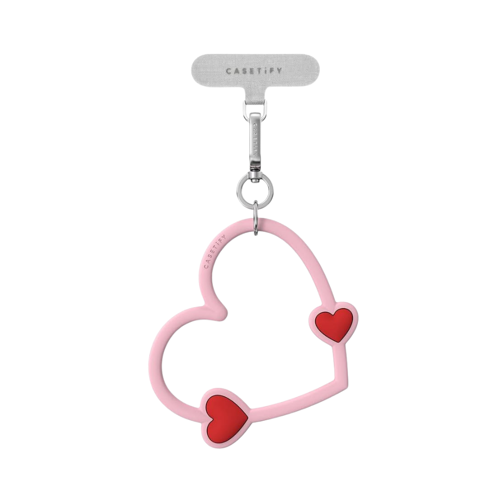 Casetify Strap Heart Pink Passion - accesorio corazón rosado con detalles rojos para celular Casetify