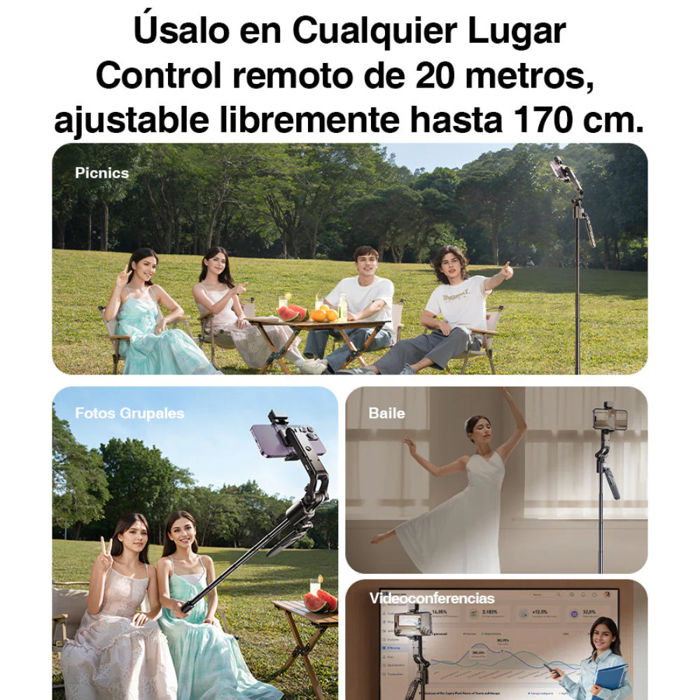 Gadget - Trípode Con Seguimiento Facial IA y Luz RGB