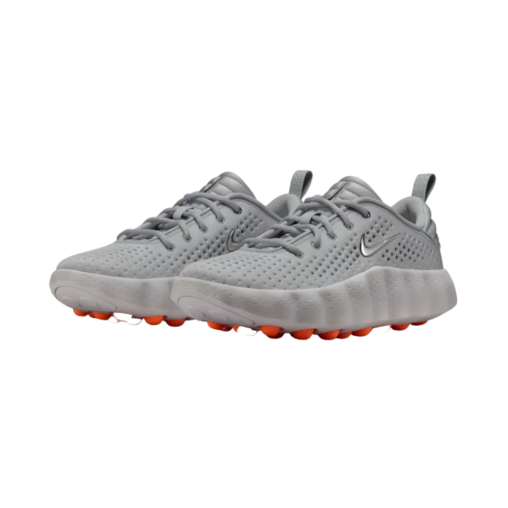 Tenis Nike Mind 002 Light Smoke Grey - vista frontal con suela cápsulas naranjas de amortiguación