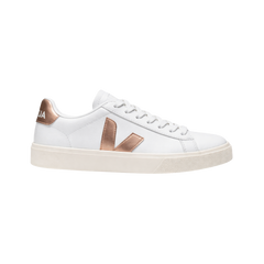VEJA Campo Leather White Copper Edition - zapatillas veganas blancas con V cobre metálico vista lateral Guatemala