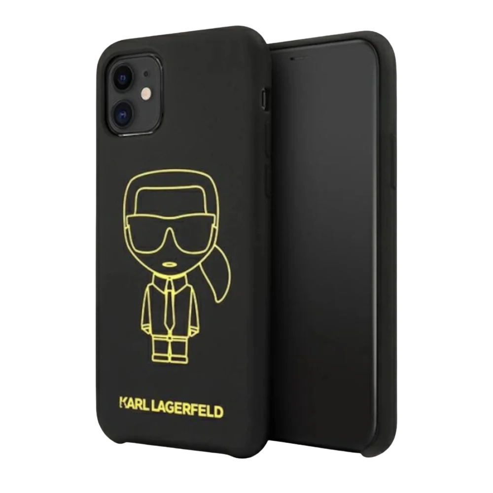 Estuche - Karl Lagerfeld Silicone Yellow Outline Black Iphone 11 Color Negro