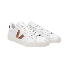 VEJA Campo Leather White Copper par - zapatillas cuero blanco V cobre metálico minimalistas ecológicas Guatemala