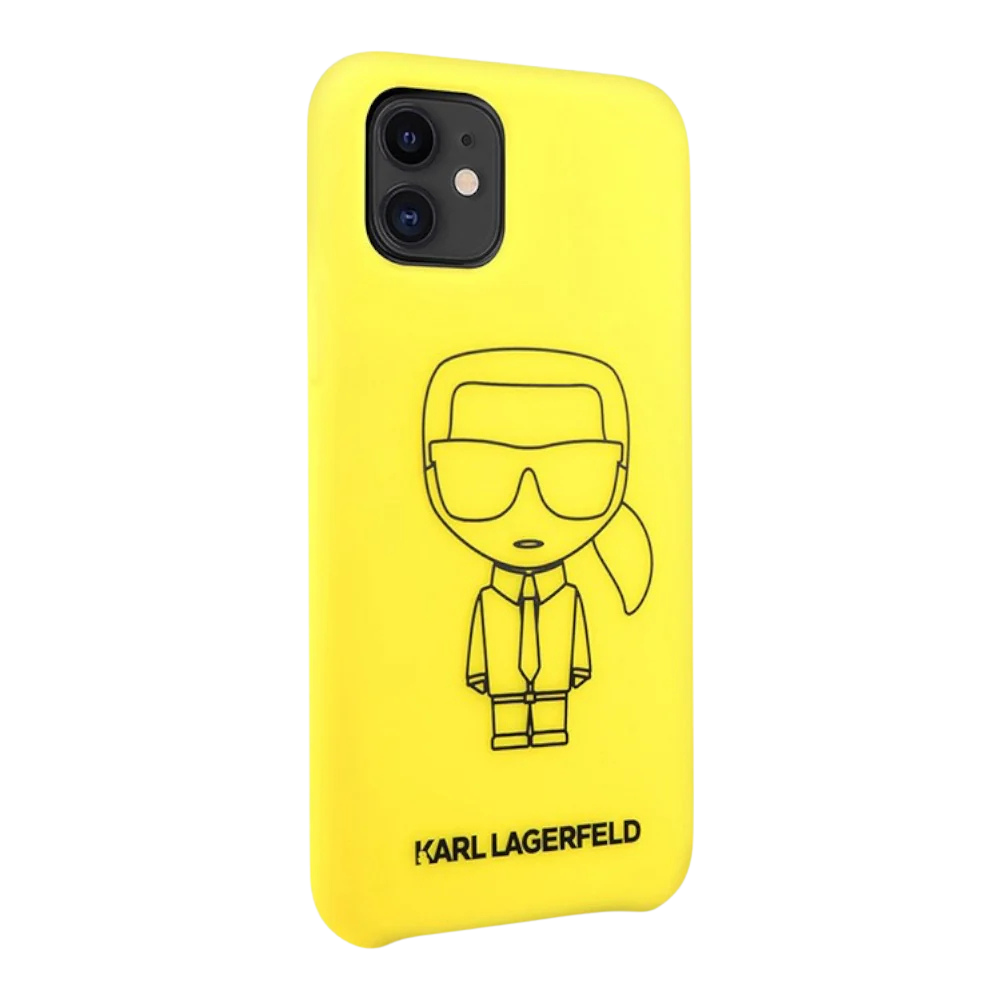 Estuche - Karl Lagerfeld Silicone Ikonik Black Outline Yellow Iphone 11 Color Amarillo