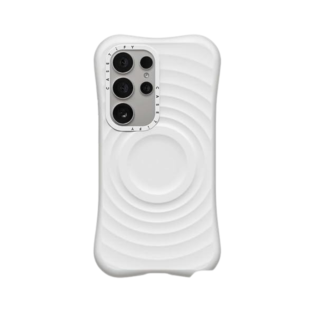 Estuche Casetify Ripple con MagSafe para Samsung – Blanco