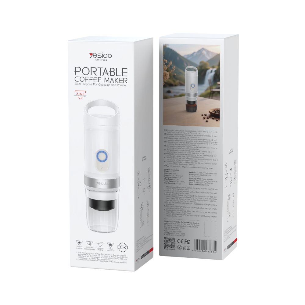 Hogar - Cafetera Portátil Compatible con Cápsulas y Café Molido