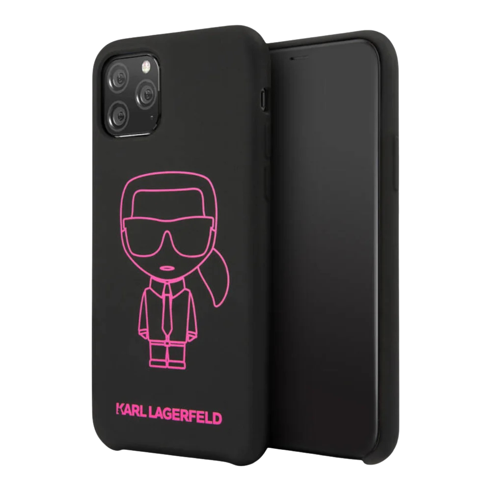 Estuche - Karl Lagerfeld silicone ikonik pink outline black iphone 11 color negro