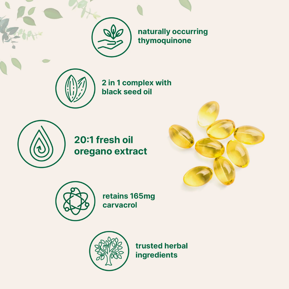 Suplementos - Aceite de Orégano con Black Seed Oil | Micro Ingredients | 150 Softgels
