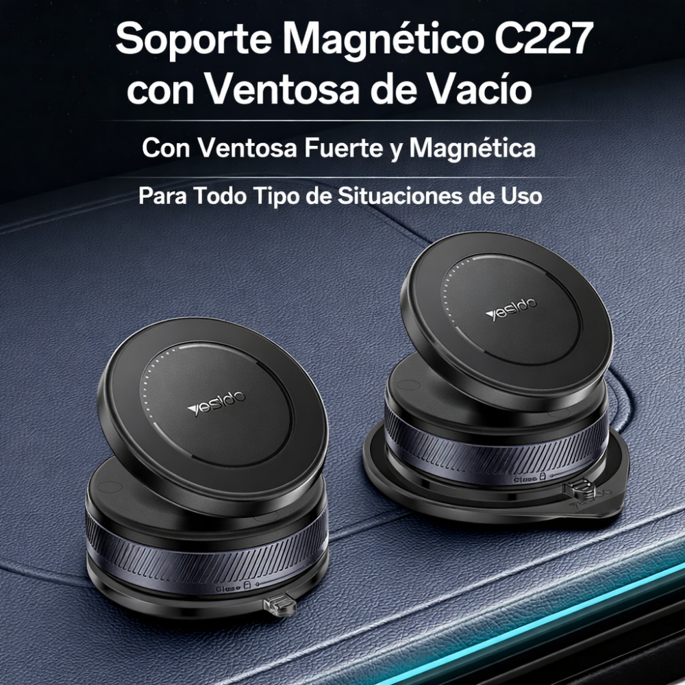 Gadget - Soporte magnético para celular con ventosa 360° para carro