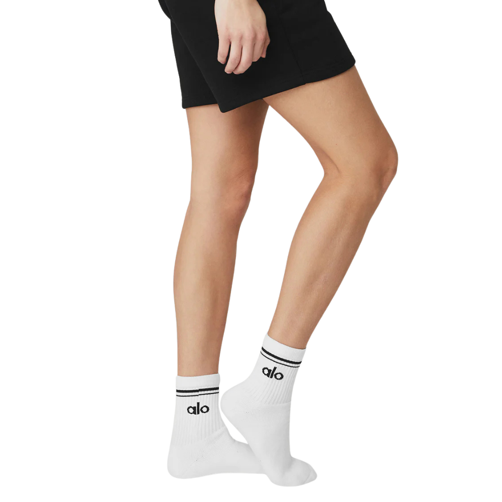 Calcetines ALO - Unisex Half-Crew Blanco / Negro