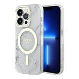 Estuche - Guess magsafe iphone 15 pro - pc/tpu white hard case magsafe iml marble color transparente