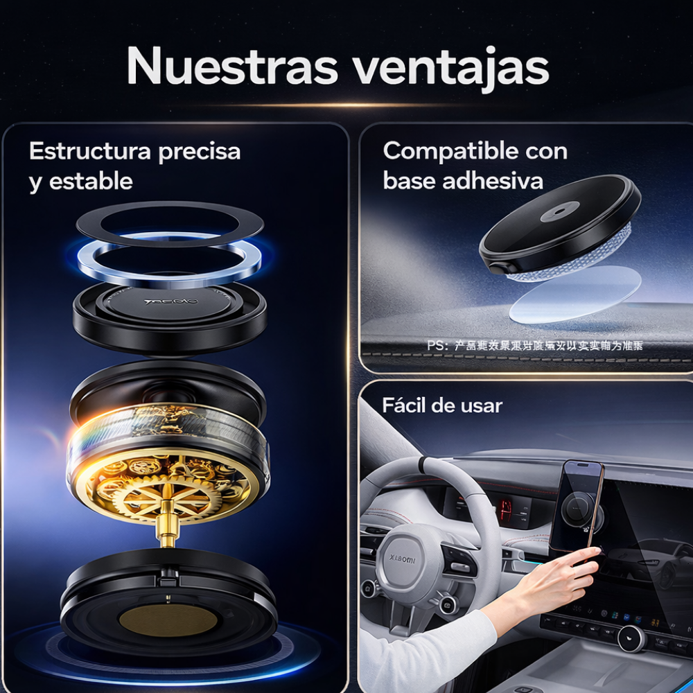 Gadget - Soporte magnético para celular con ventosa 360° para carro