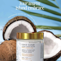 Truly Beauty Coco Cloud Shave Butter - fragancia tropical cálida con notas de coco cremoso y vainilla