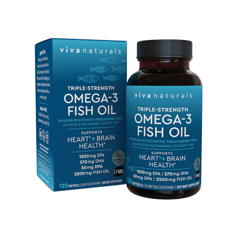 Suplementos - Omega-3 Fish Oil Triple Strength Viva Naturals | 180 Softgels