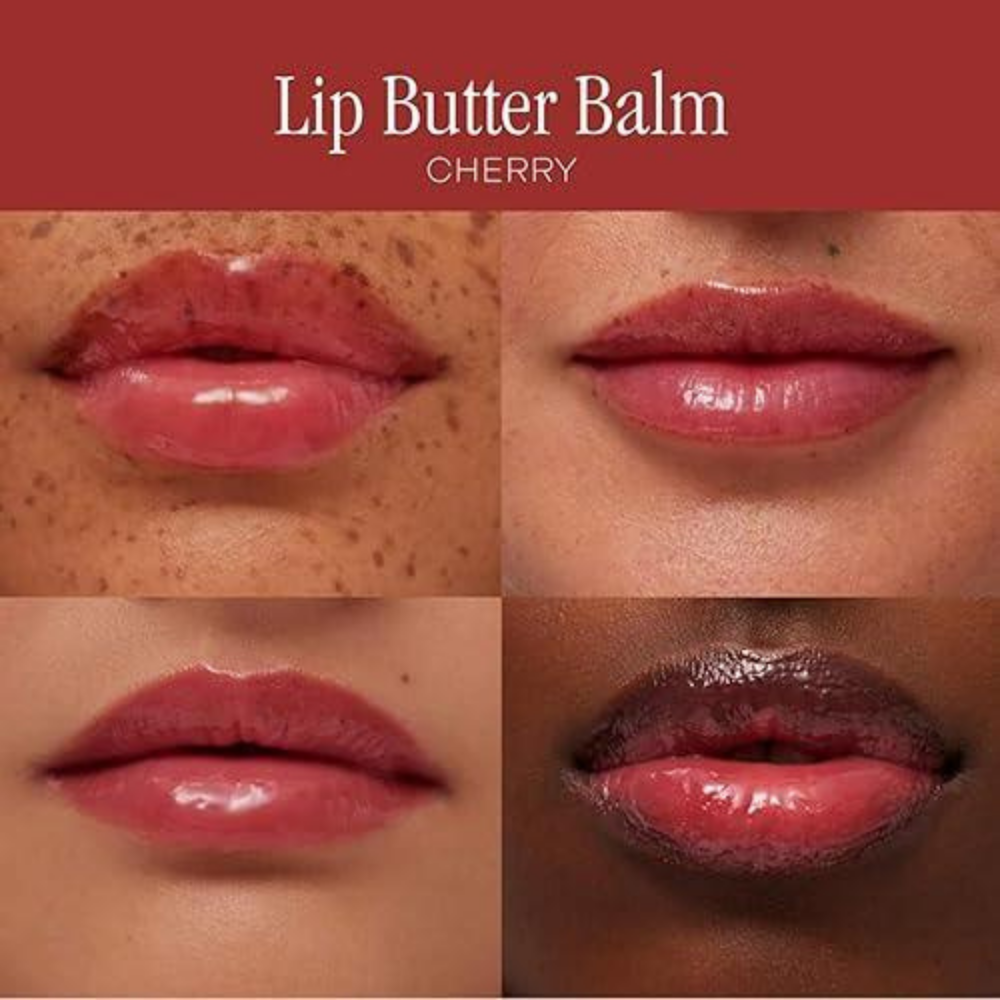Summer Fridays Lip Butter Balm Cherry - resultado en 4 tonos de piel, color rojo cereza intenso
