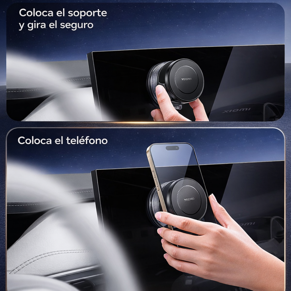 Gadget - Soporte magnético para celular con ventosa 360° para carro