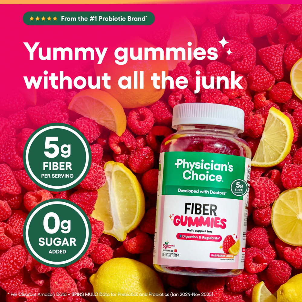 Suplementos - Fiber Gummies Physician’s Choice | Raspberry Lemon | 60 Gummies