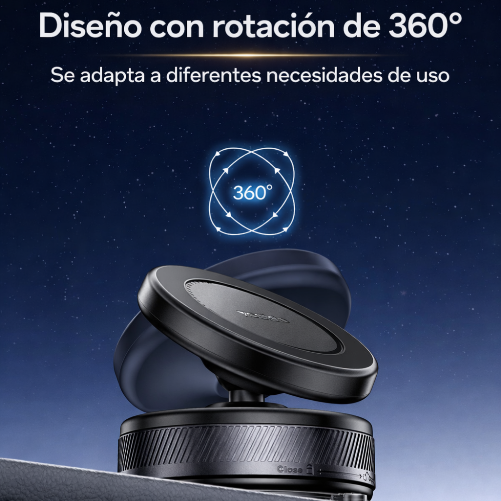 Gadget - Soporte magnético para celular con ventosa 360° para carro