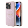 Estuche - Guess magsafe iphone 15 pro pu leather pink hard case saffiano color rosado