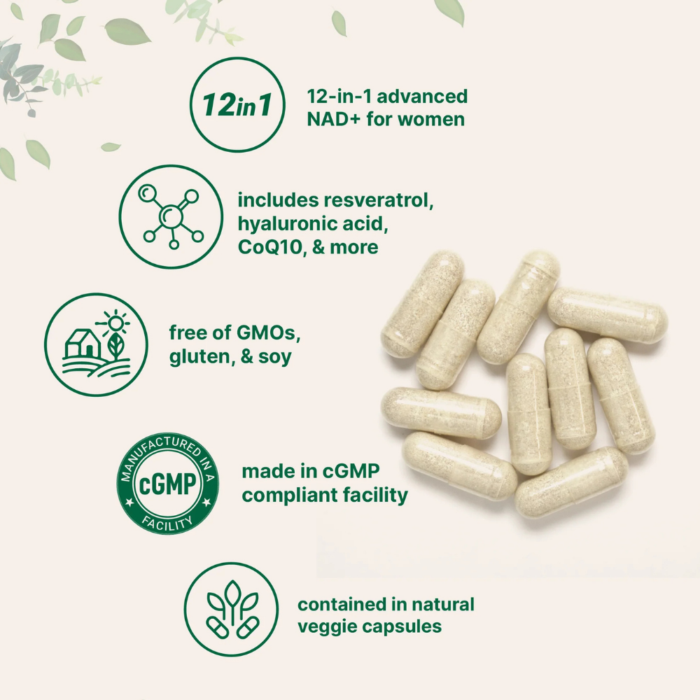 Suplementos - Liposomal NAD+ for Women 12 en 1 Micro Ingredients | 180 Cápsulas Vegetarianas