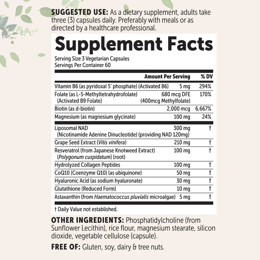 Suplementos - Liposomal NAD+ for Women 12 en 1 Micro Ingredients | 180 Cápsulas Vegetarianas