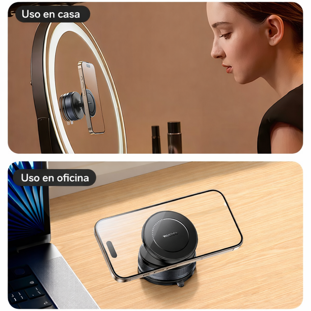 Gadget - Soporte magnético para celular con ventosa 360° para carro